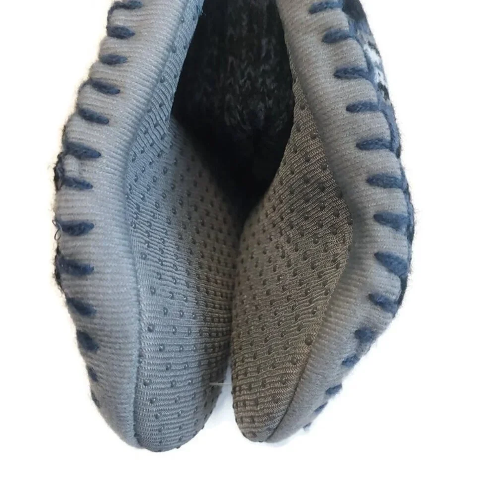 MUK LUKS Mens Slipper Socks Size L/XL Size 11/13 Black Blue Warm Comfortable RT
